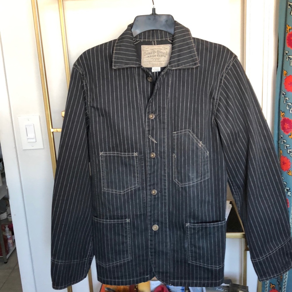 RRL charcoal pinstripe cotton work jacket
